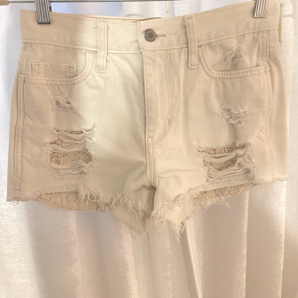 Hollister white jean shorts